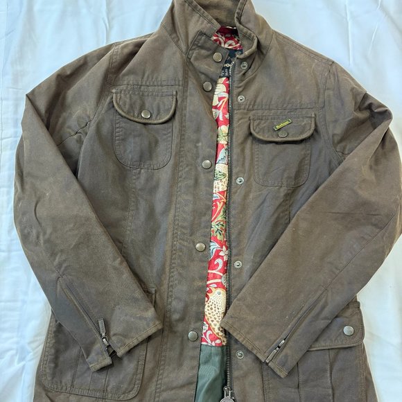 Barbour waxed Jacket US6 UK10 utility jacket - William Morris lining - Picture 1 of 3